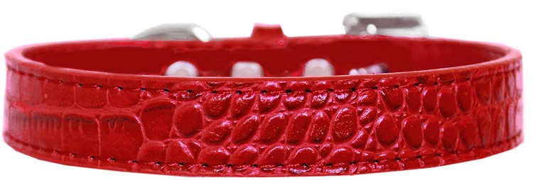 Tulsa Plain Croc Dog Collar Red Size 12